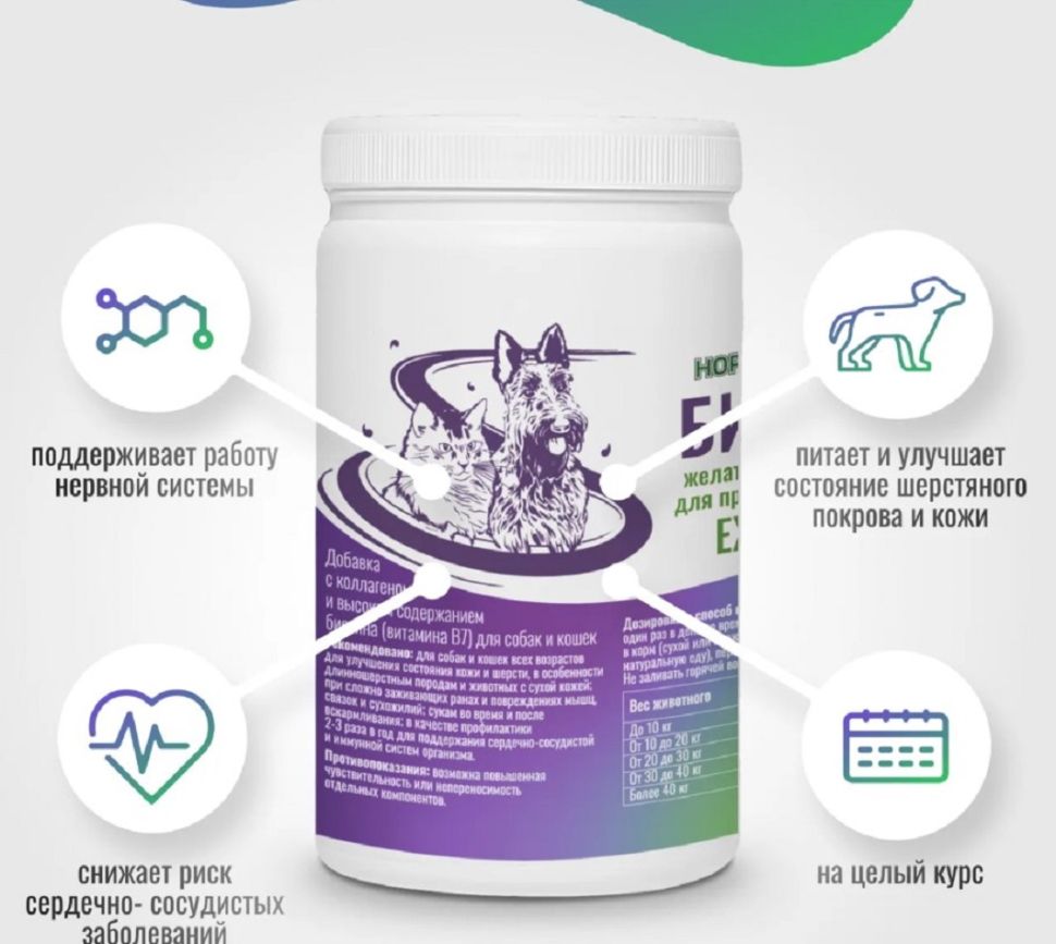 Horse-bio: Биотин ExterPro желатиновые капсулы для собак и кошек, 2,5 мг, 2500 мкг, 100 шт.