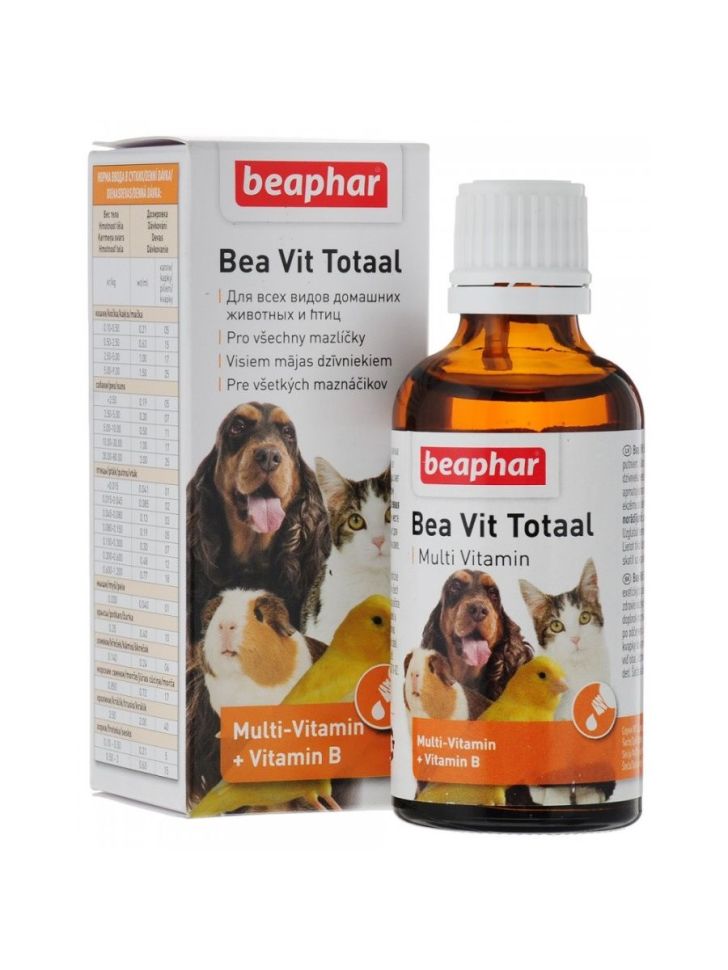 Beaphar: Bea Vit Total, мультивитамины + витамины группы В, для всех домашних животных и птиц, орально, 50 мл