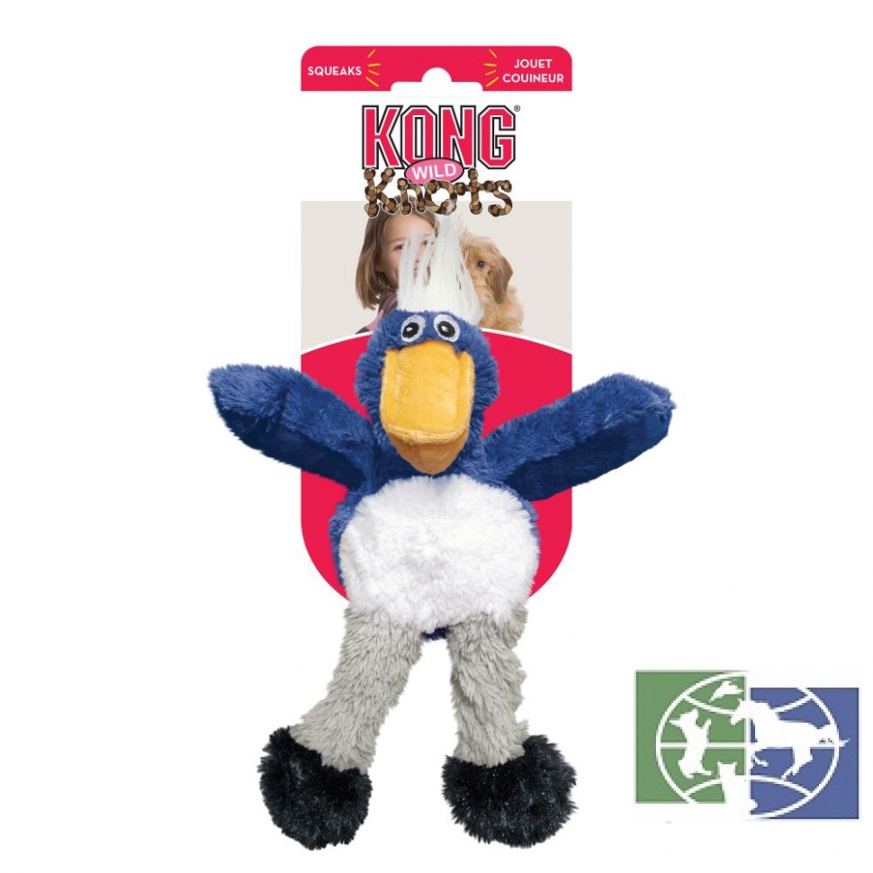 KONG игрушка для мелких и средних собак WildKnots "Дикие птицы" 17 см плюш с канатом внутри в ассорт
