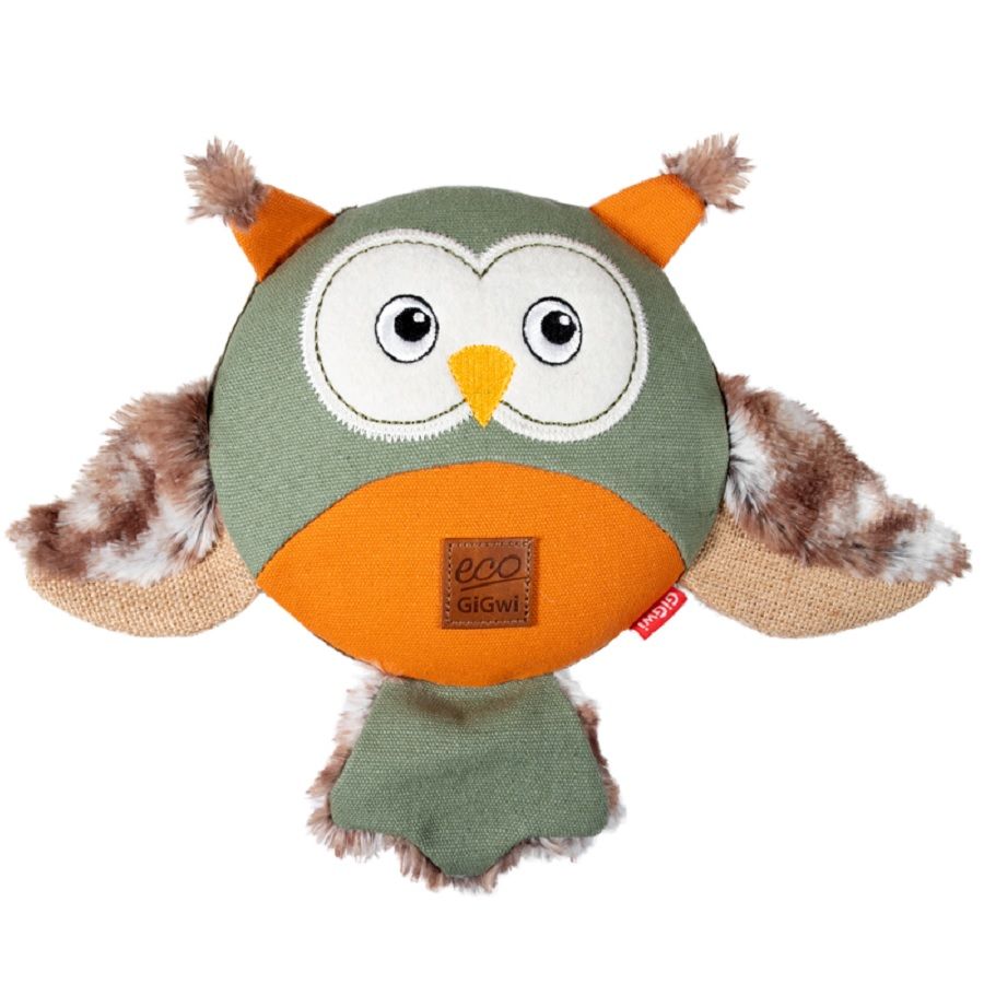 GiGwi Игрушка для собак Сова с большой пищалкой 31 см и плотным цилиндром, серия CATCH & FETCH ECO, арт. 85014
