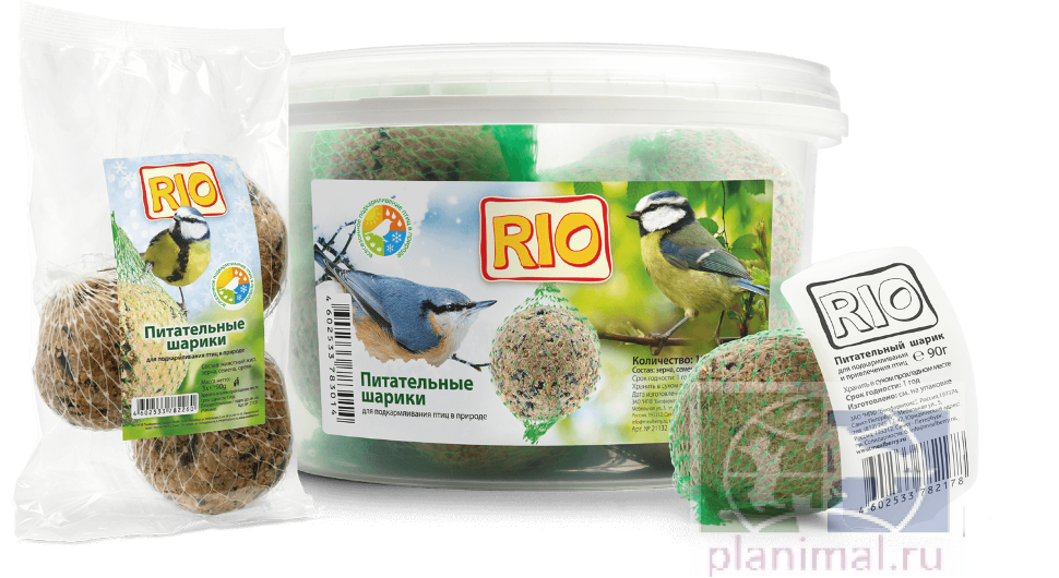 Рио: питательный шарик для подкармливания и привлечения птиц, 3 шт. х 90 гр. 