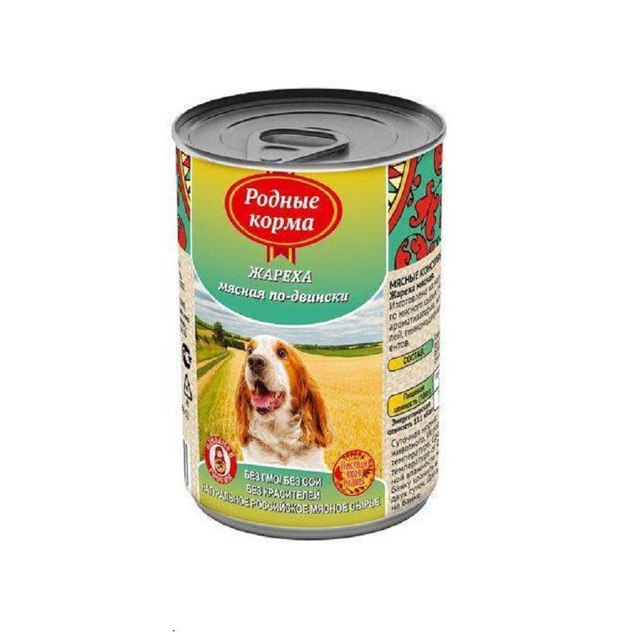 Родные корма: Консервы для собак, Жарёха мясная по-двински, 410 гр
