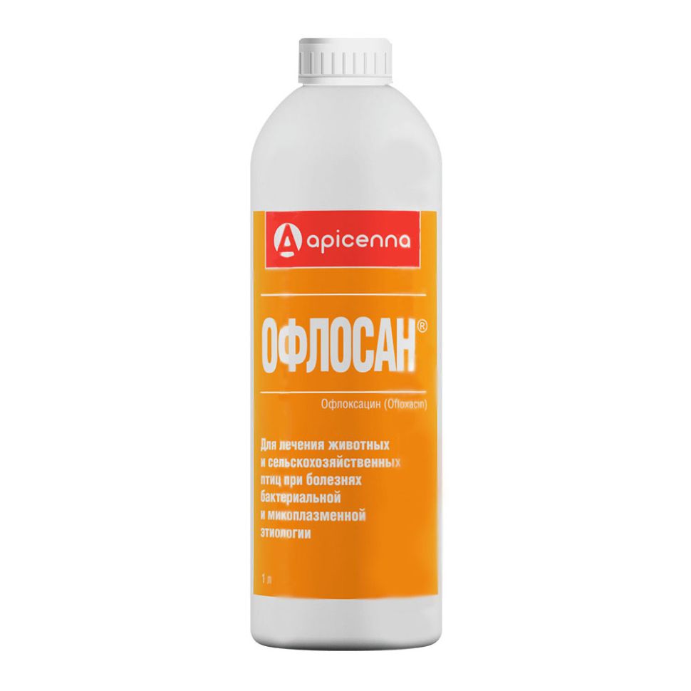 Api-San: Офлосан, антибактериальный препарат, для сельхозживотных и птиц, орально, 1 л