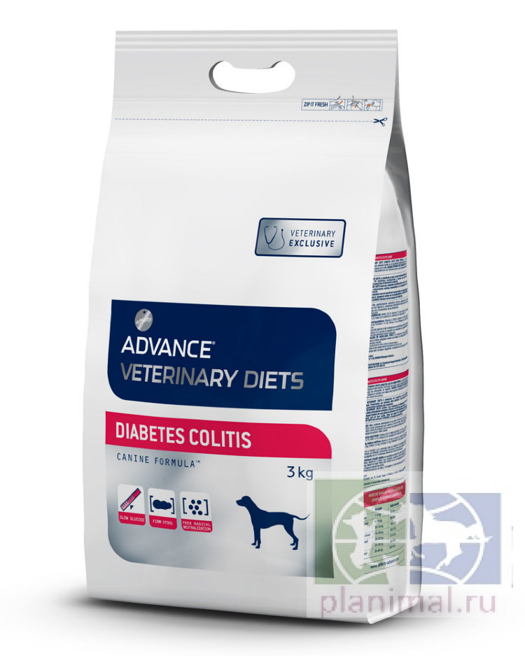Advance диета для собак сахарном диабете и колитах Diabetes Colitis, 3 кг