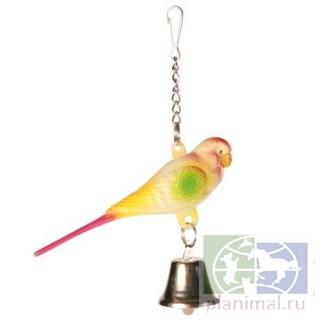 Trixie: Игрушка для птиц Пластиковый попугай с колокольчиком, 9 см, арт. 5309