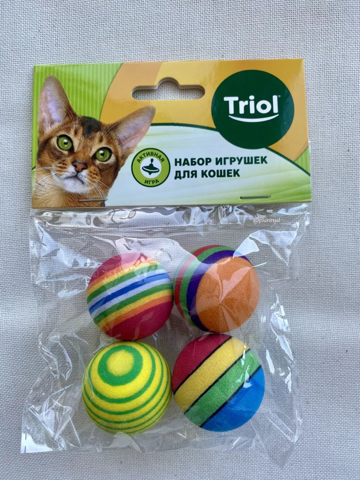 Triol: Набор игрушек для кошек "Активная игра 11", 4 мяча d= 35 мм, 22181044