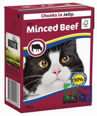 Bozita Feline Minced Beef Tetra Pak кусочки в желе с рубленой говядиной для кошек, 370 гр.