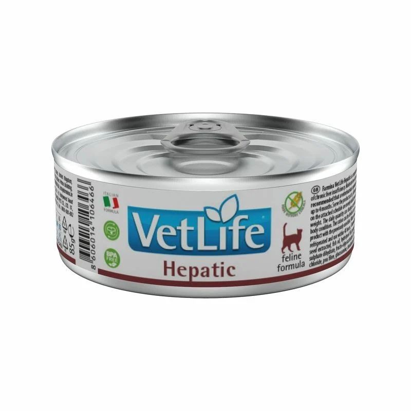 Vet Life: Hepatic, корм влажный, при заболеваниях печени, для кошек, паштет, 85 гр.