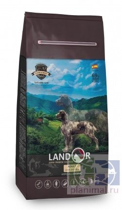 Landor  Adult Dog Lamb with Rice, корм  ягненок с рисом для собак всех пород, 15 кг