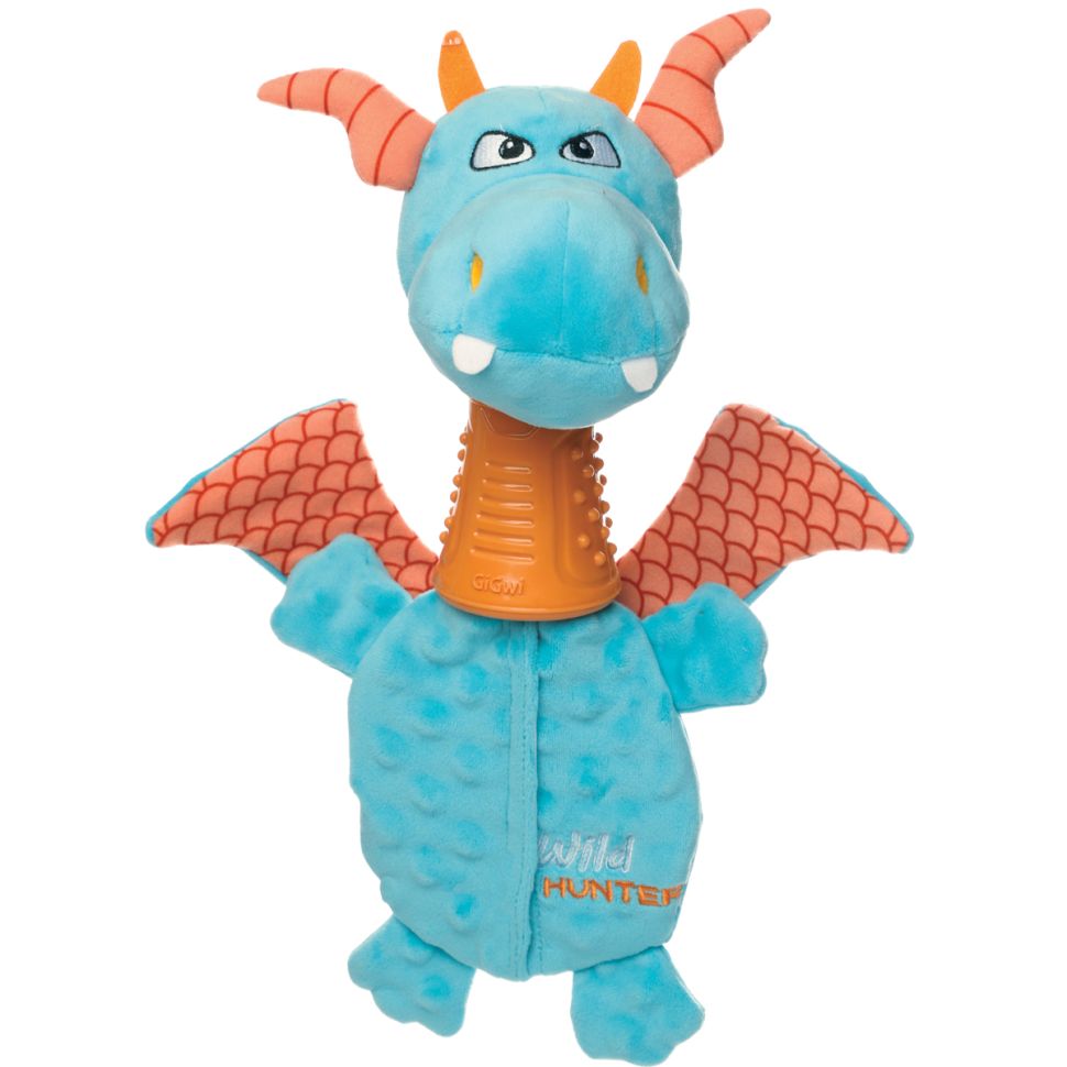 GiGwi Игрушка для собак Дракон 34 см, серия WILD HUNTER, карман для лакомств, хрустит, шуршит, арт. 85062