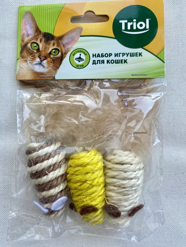 Triol: Набор игрушек для кошек "Активная игра 17", 3 мыши 55 мм, 22181056