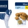 Advance корм для взрослых собак крупных пород с курицей и рисом, контроль веса Maxi Light, 14 кг