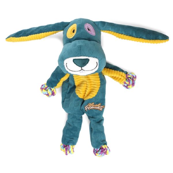 GiGwi Игрушка для собак Заяц с веревкой 33 см, пищалка, серия PLUSH FRIENDZ, 85067