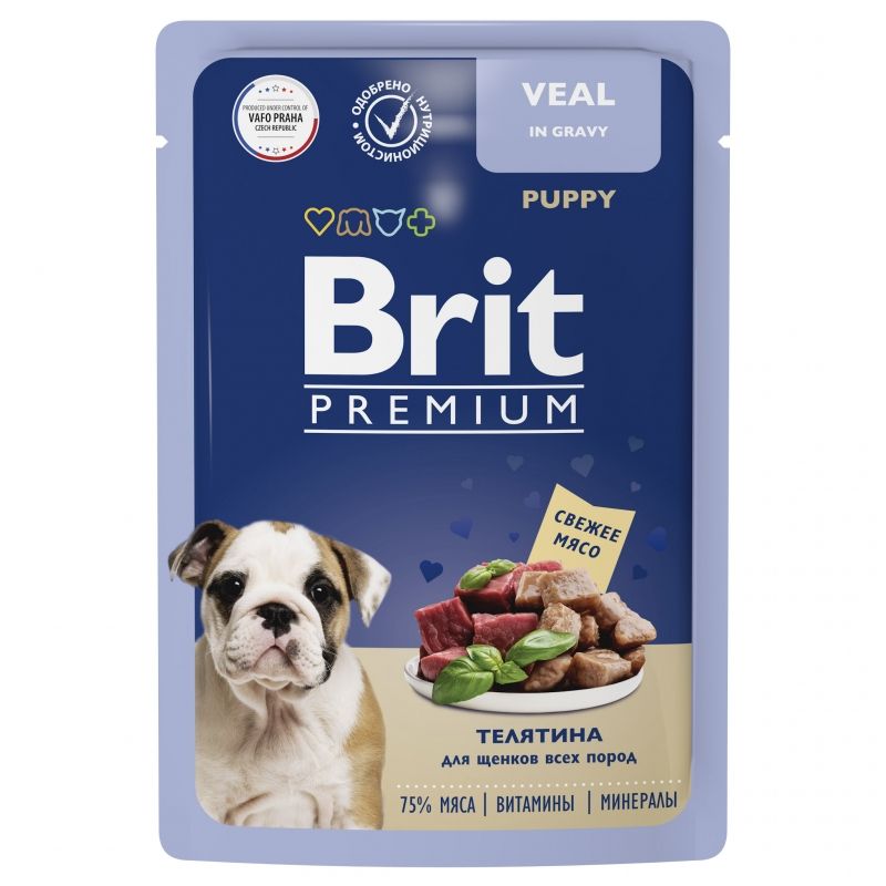 Brit Premium Пауч для щенков всех пород, Телятина в соусе, 85 гр.