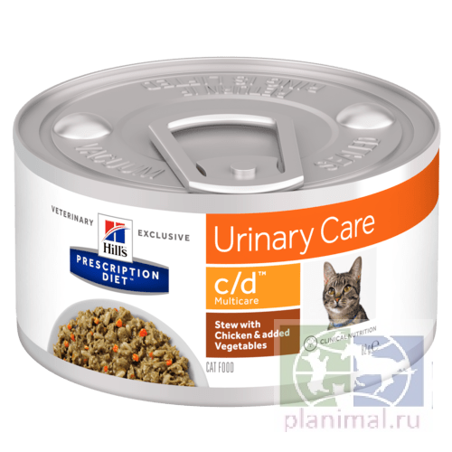 Hill's Prescription Diet c/d Multicare Рагу с курицей и добавлением овощей для кошек 82 гр. банка