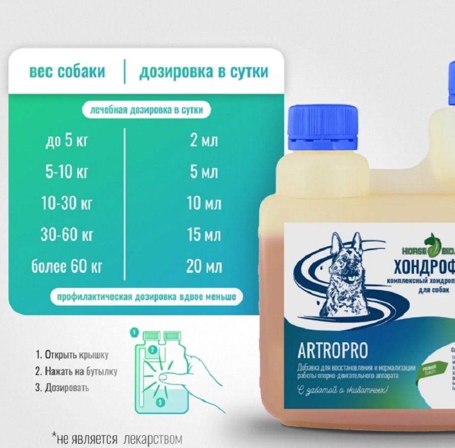 Horse-bio: Хондропротектор Хондрофит ArtroPro для крупных собак c чувствительным пищеварением, 500 мл