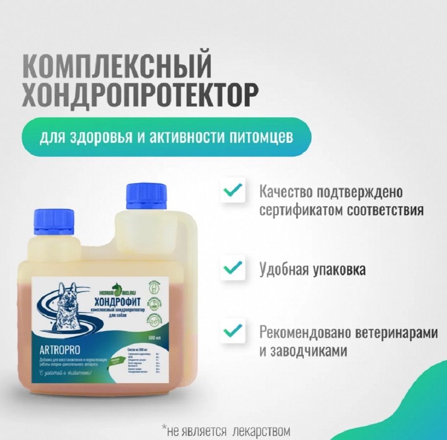 Horse-bio: Хондропротектор Хондрофит ArtroPro для крупных собак c чувствительным пищеварением, 500 мл