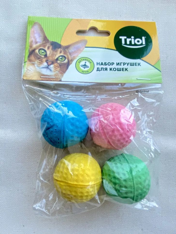 Triol: Игрушка для кошек Мяч для гольфа, d = 4 см, EVA, упаковка 4 шт., арт. 22131003