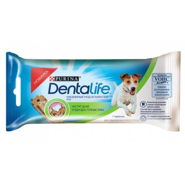 Purina Dentalife лакомство для собак малых пород 7-12 кг д/здоровья полости рта, 3 палочки, 49 гр.