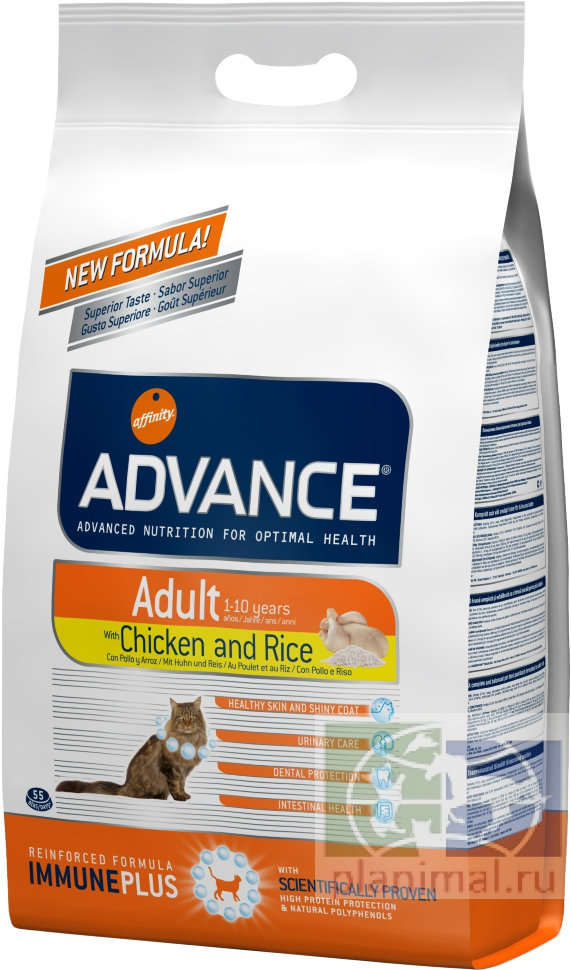 Advance корм для взрослых кошек: курица и рис Adult C&R, 1,5 кг