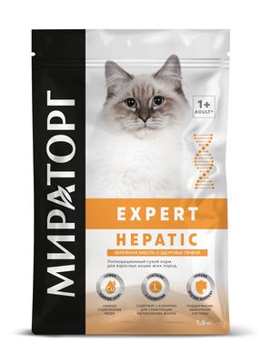 Мираторг Expert Hepatic корм для взрослых кошек, «Бережная забота о здоровье печени», курица 1,5 кг