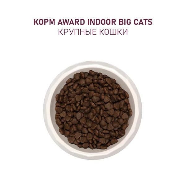 AWARD: Indoor Big cats, корм для взрослых, домашних кошек крупных пород, с говядиной и курицей, с брокколи, 10 кг