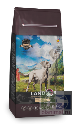 Landor Dog Lamb&Rice Puppy LARGE BREEDS, ягненок с рисом для щенков крупных пород, 3 кг