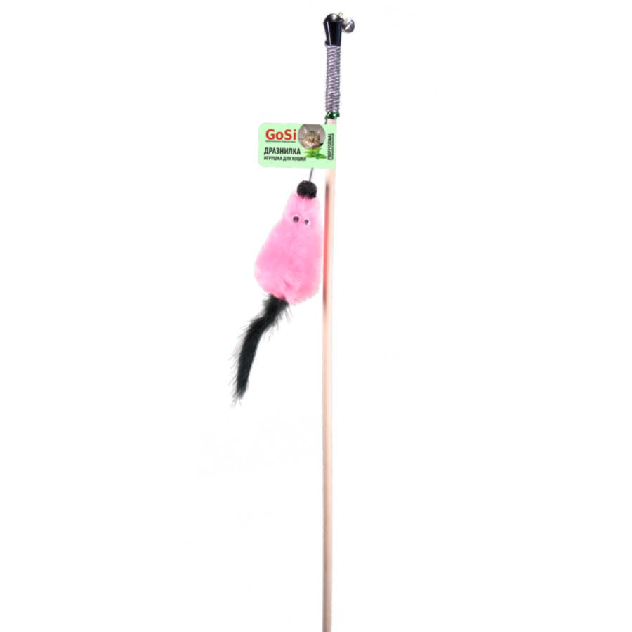 GoSi: Мышь с кошачьей мятой, Махалка, натуральная норка, розовая, 6 см