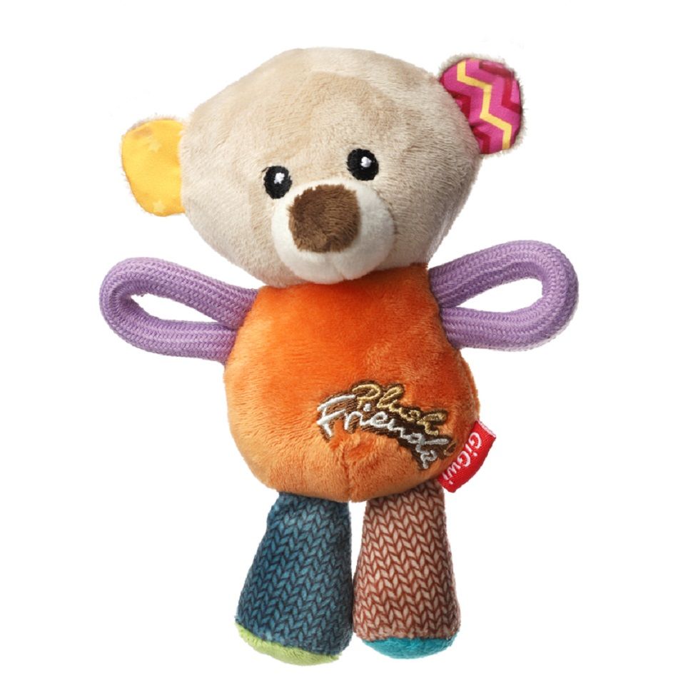 GiGwi Игрушка для собак Мишка с пищалками 17 см, серия PLUSH FRIENDZ, 75350