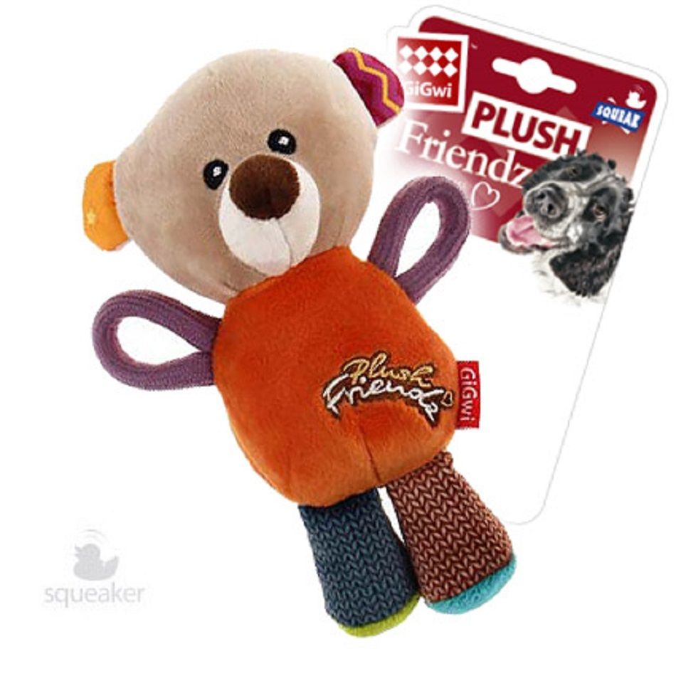 GiGwi Игрушка для собак Мишка с пищалками 17 см, серия PLUSH FRIENDZ, 75350