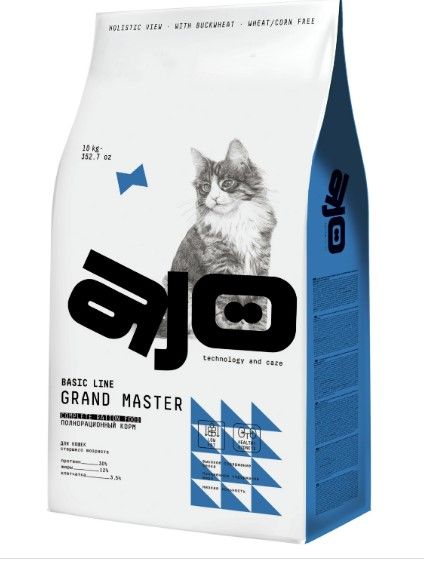 AJO GRAND MASTER полнорационный корм для кошек старшего возраста с курицей, 10 кг