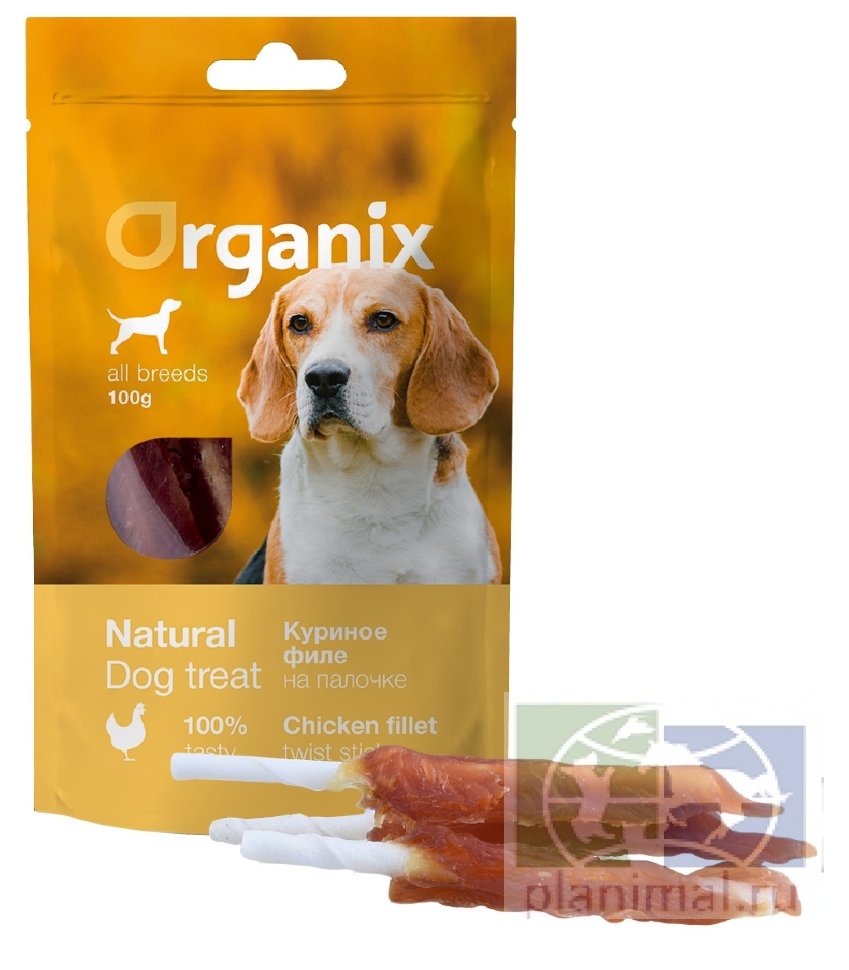 Organix Лакомство для собак «Куриное филе на палочке» (100% мясо), 100 гр.