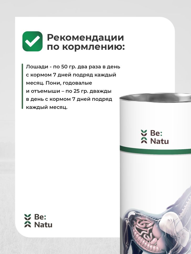 Be:Natu: Псиллиум Bio, натуральное слабительное, пребиотик для лошадей, шелуха семян подорожника, 0,5 кг