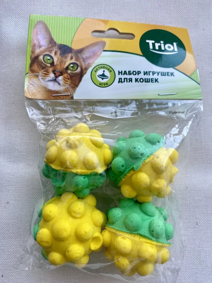 Triol Игрушка для кошек Мяч-мина, EVA, d = 45 мм, упаковка 4 шт., арт. 22131010