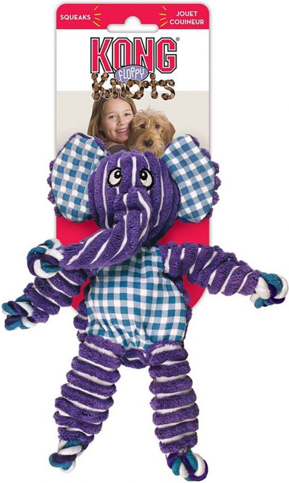 KONG игрушка для собак Floppy Knots Слон большой 36х19 см