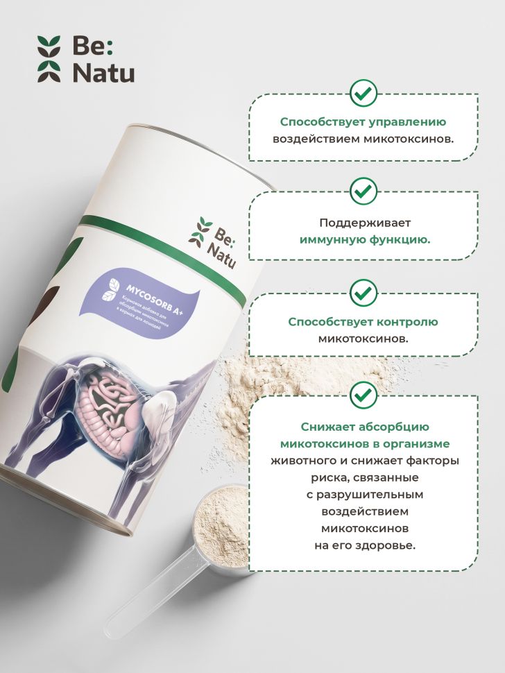 Be:Natu: Mycosorb A+ абсорбент микотоксинов для лошадей, 1 кг