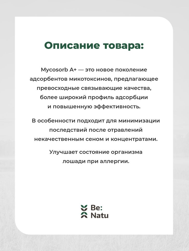 Be:Natu: Mycosorb A+ абсорбент микотоксинов для лошадей, 1 кг