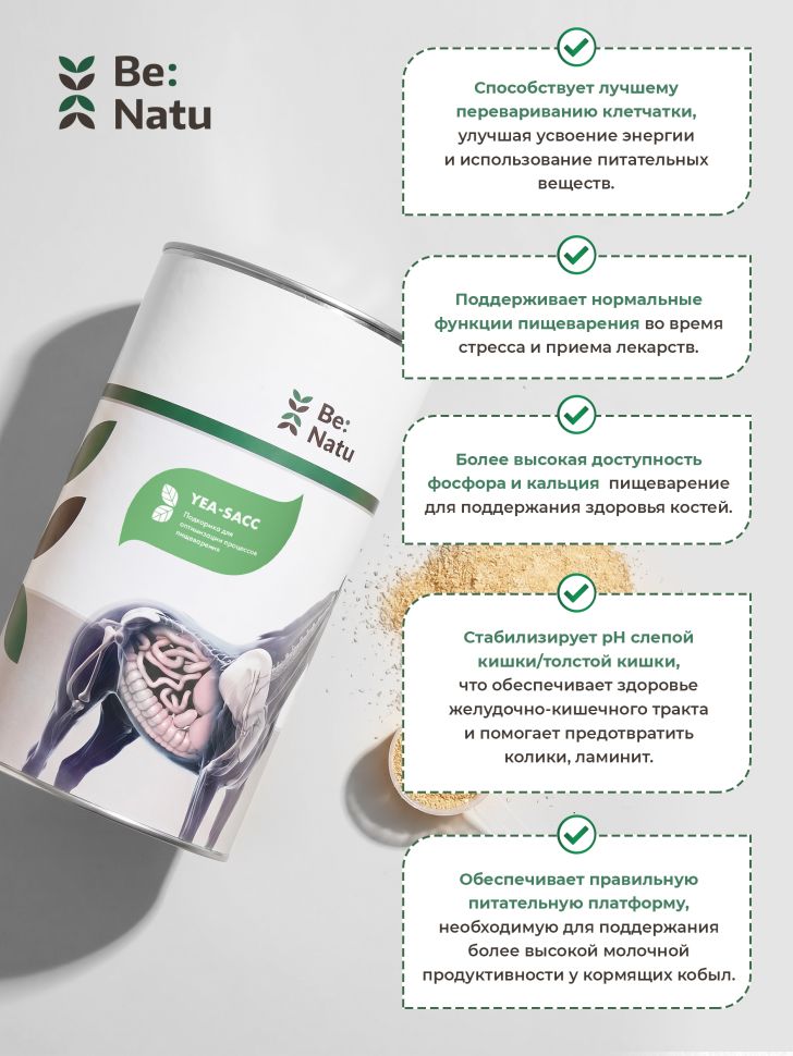 Be:Natu: Yea-Sacc пребиотик для лошадей, 1 кг
