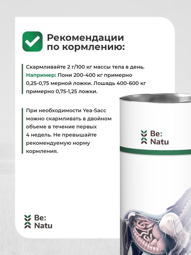 Be:Natu: Yea-Sacc пребиотик для лошадей, 1 кг