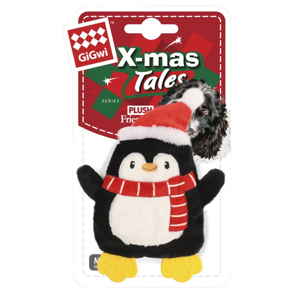 GiGwi X-mas TALES Игрушка мягкая для собак Пингвин шуршащий, 235 мм, 85101