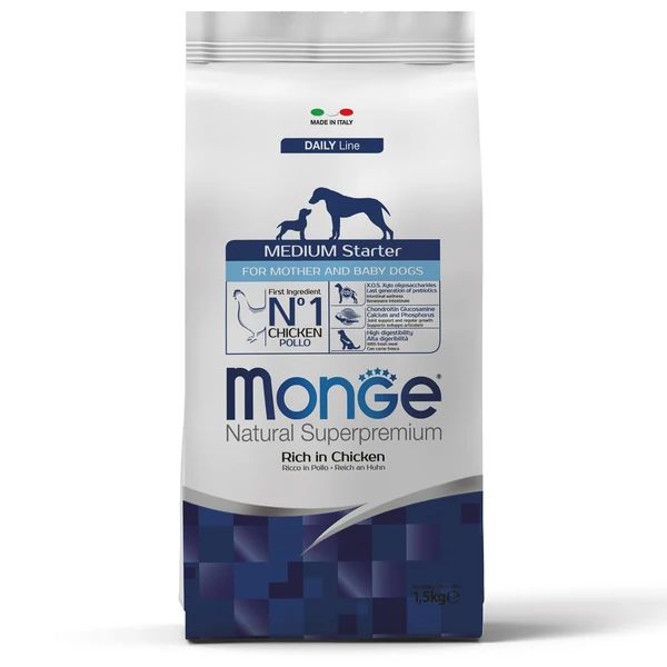 Monge: Dog Medium Starter, корм для щенков средних пород, 1,5 кг