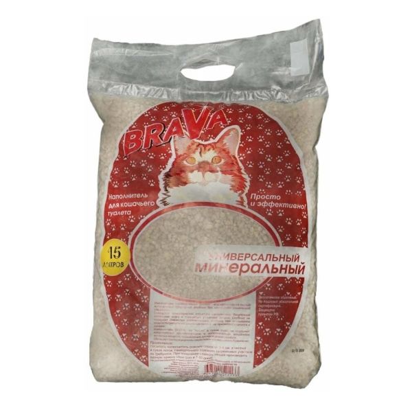 Брава впитывающий универсальный наполнитель для кошек, красный пакет, 15 л