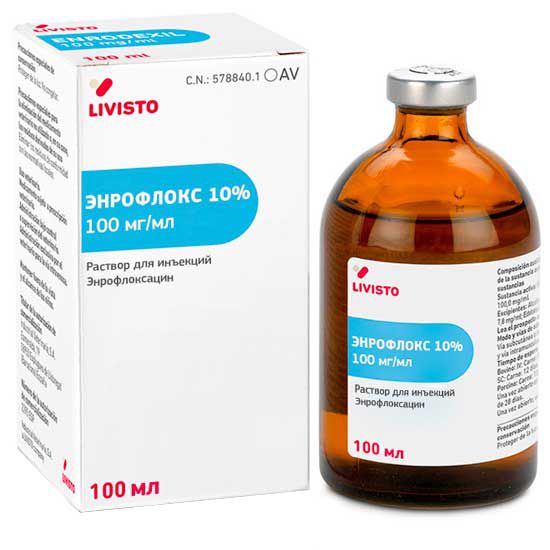 Livisto: Энрофлокс 10 %, раствор для инъекций, энрофлоксацин, 100 мл