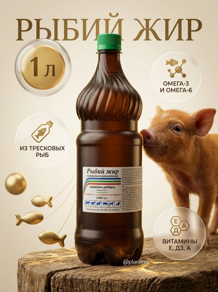 Ветспектрум: Рыбий жир витаминизированный, витамины Е, Д3, А, 1 л