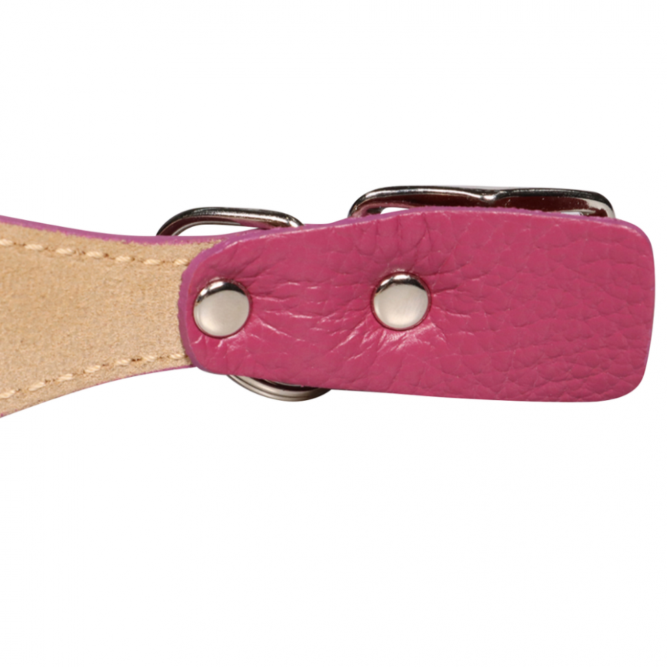 Mr.Kranch: Ошейник для собак, из натуральной кожи, с QR-адресником, малиновый, 38-45 см 