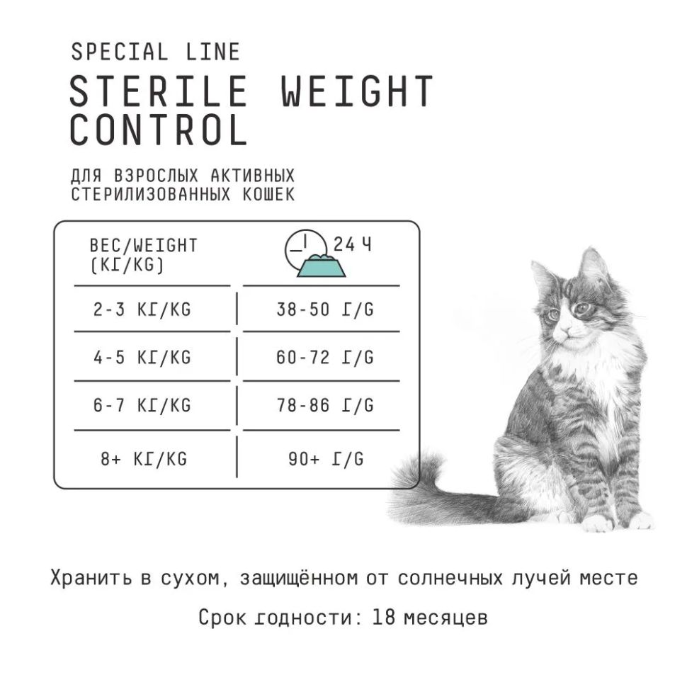 AJO: STERILE WEIGHT корм, для стерилизованных кошек, контроль веса с курицей, 10 кг