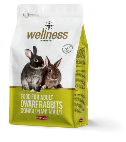 Padovan WELLNESS Food корм супер-премиум класса для взрослых карликовых кроликов, 3 кг