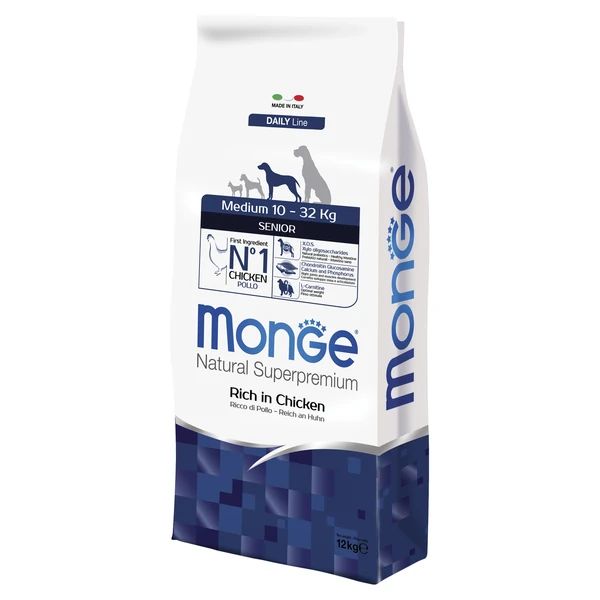 Monge: Dog Medium, корм для пожилых собак средних пород, 12 кг
