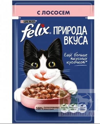 Felix влажный корм для кошек Природа вкуса с лососем, 85 гр.