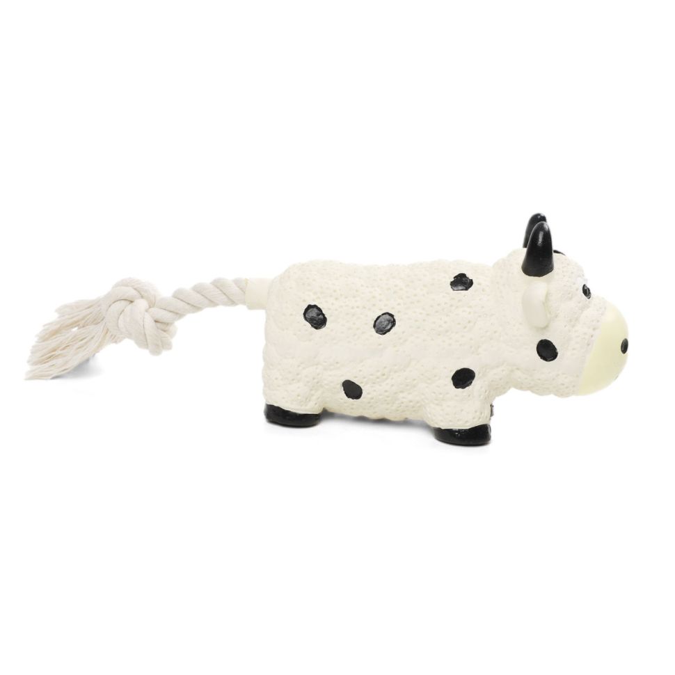 Triol: Игрушка из латекса для собак Буренка с верёвкой, 105/210 мм, 12151203